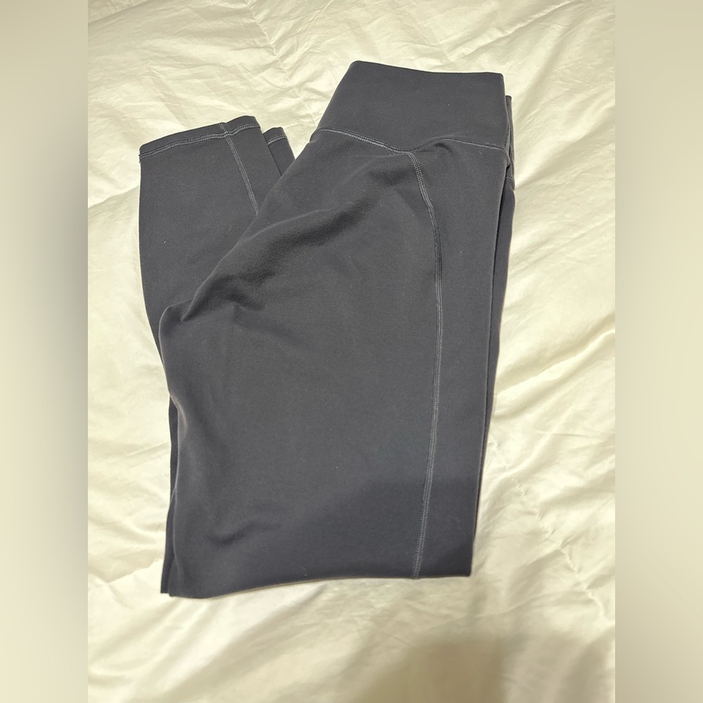 Fabletics leggings, 7/8th length, grey/purple, medium